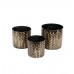 Black & Gold Dot Hammred Planter Set of 3